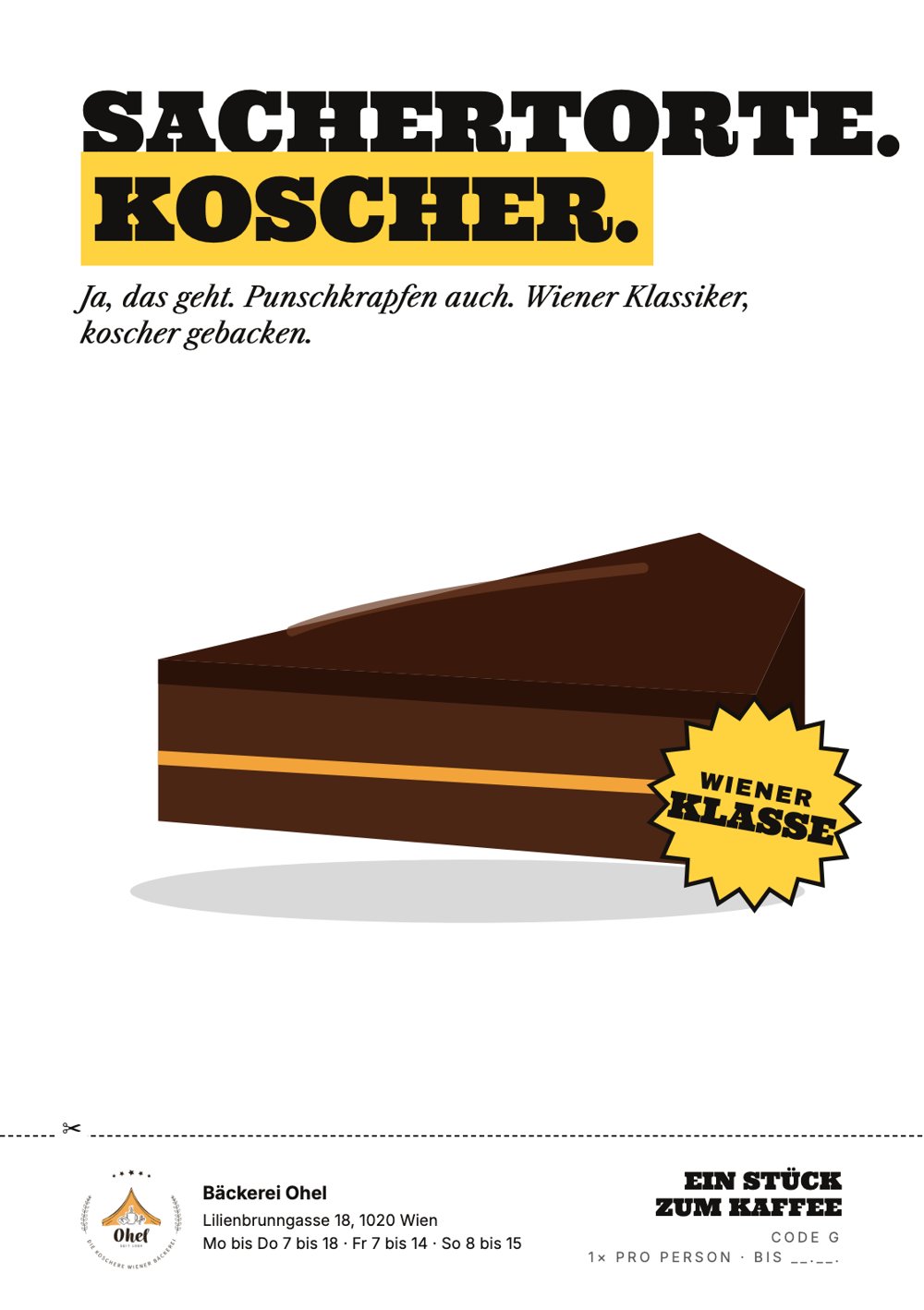 Flyer: Sachertorte. Koscher.
